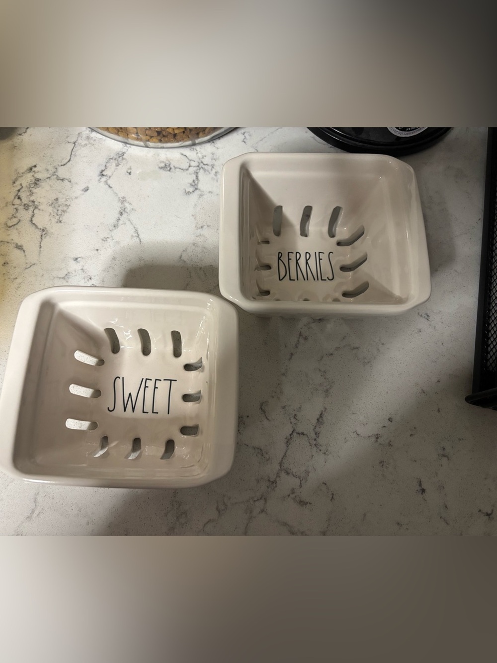 Rae Dunn “Sweet” & “Berry” Strainer set